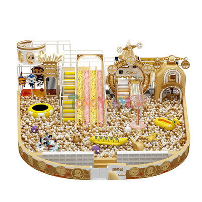 Buy 200 Squares Indoor Playground Area Golden Indoor Playground With Slide online manufacture