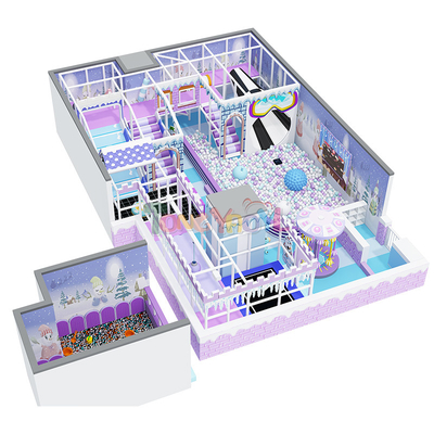 kopen 95 Squares Indoor Playground Equipment Fantastische Paarse Playground Met Ball Pit online manufacture
