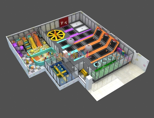 kopen Coole thema's Commerciële trampoline-apparatuur Aanpasbare speeltuin met trampoline online manufacture