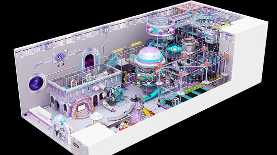 kopen High Custom Indoor Playground 870 Squares Space Theme Indoor Playground Purple Grey Space online manufacture